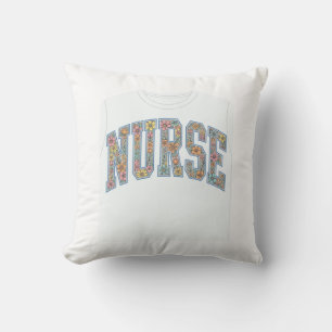 Nurse Floral Varsity Lettering Shirt Design_1 Cushion