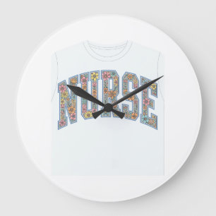 Nurse Floral Varsity Lettering Shirt Design_1 Large Clock