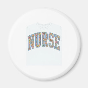 Nurse Floral Varsity Lettering Shirt Design_1 Magnet