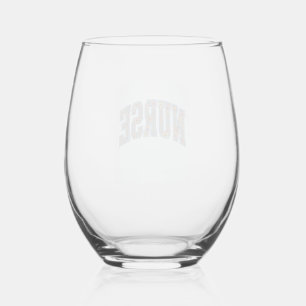 Nurse Floral Varsity Lettering Shirt Design_1 Stemless Wine Glass