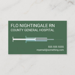 Nurse Flu Shot Green Business Card
