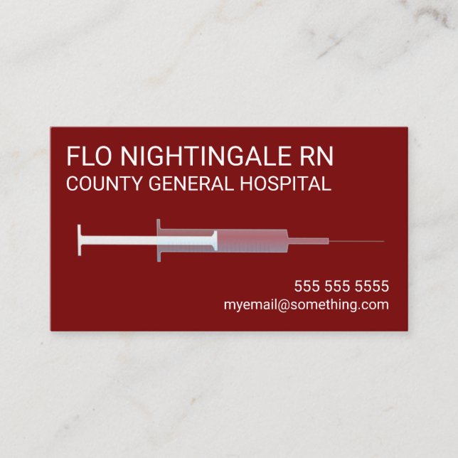 Nurse Flu Shot Red Business Card (Front)