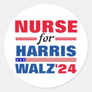 Nurse for Harris Walz Red Blue Classic Round Sticker