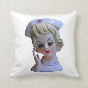 Nurse Front Line Hero Head Vase 1960s Cushion