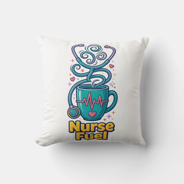 Nurse Fuel Throw Pillow (Front)