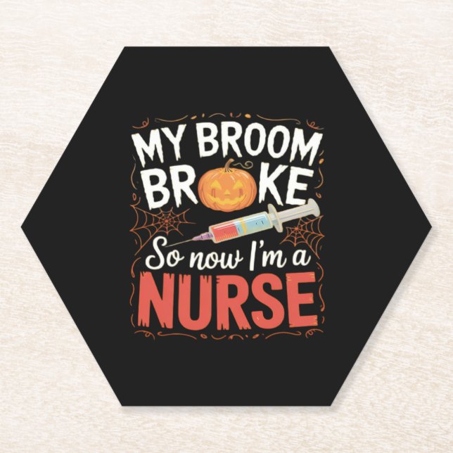 Nurse Funny Halloween Nursing Essential T-Shirt Paper Coaster (Front)