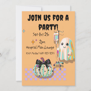 nurse ghost funny quote pumpkin coquette  invitation