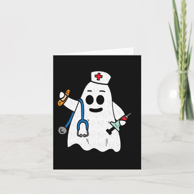 Nurse Ghost Scrub Cute Halloween Costume For Nurse Card (Front)