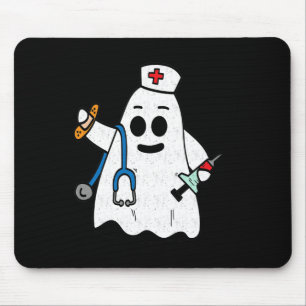 Nurse Ghost Scrub Cute Halloween Costume For Nurse Mouse Pad