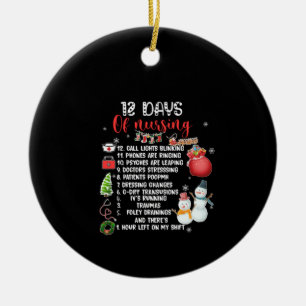 Nurse Gift 12 Days Of Nursing Ceramic Tree Decoration