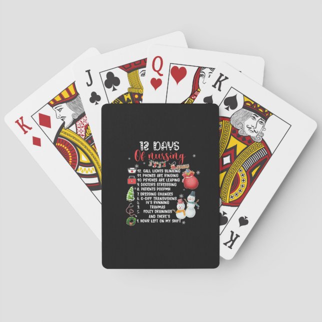 Nurse Gift 12 Days Of Nursing Playing Cards (Back)