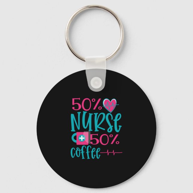 Nurse Gift | 50 Nurse 50 Coffee Key Ring (Front)