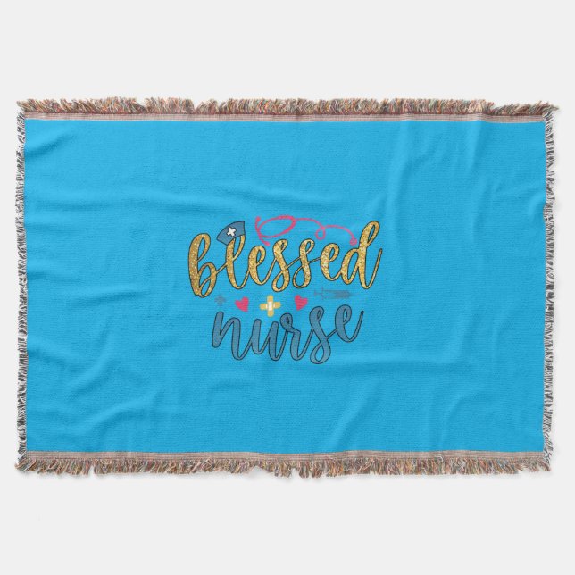 Nurse Gift | Blessed Nurse Throw Blanket (Front)