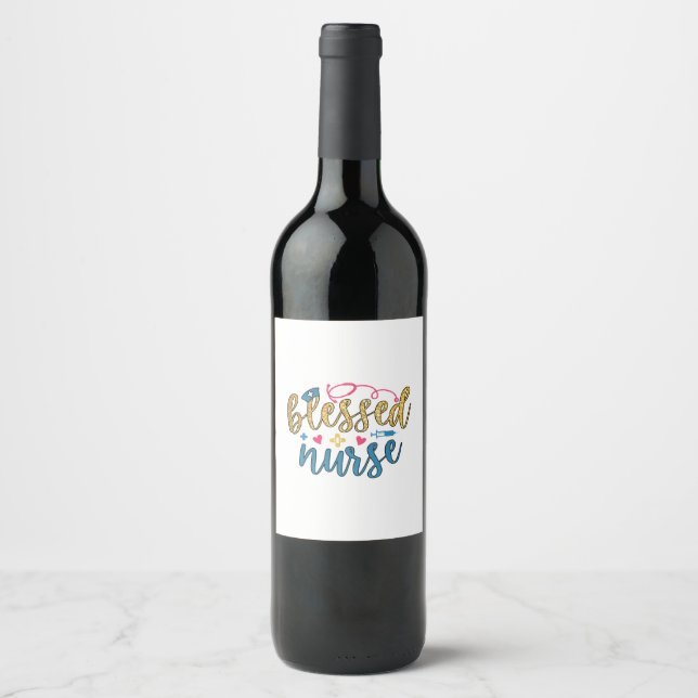Nurse Gift | Blessed Nurse Wine Label (Front)