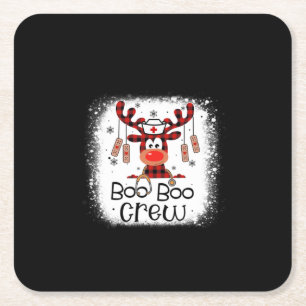 Nurse Gift Boo Boo Crew Square Paper Coaster