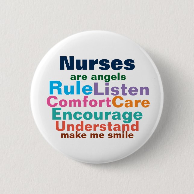 Nurse gift buttons. 6 cm round badge (Front)