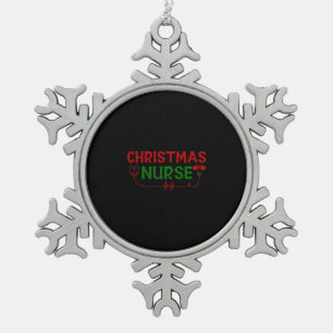 Nurse Gift Christmas Nurse Snowflake Pewter Christmas Ornament