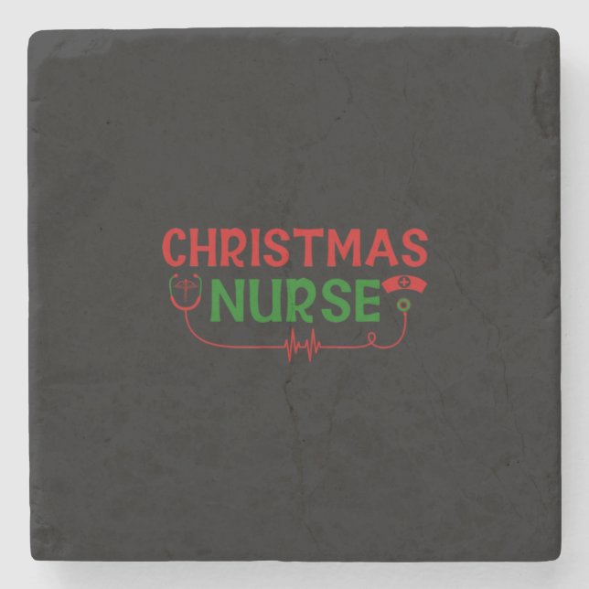 Nurse Gift | Christmas Nurse Stone Coaster (Front)