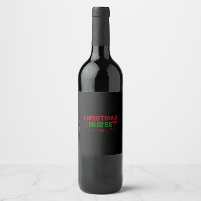 Nurse Gift | Christmas Nurse Wine Label (Front)
