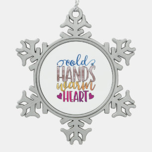 Nurse Gift Cold Hands Varm Heart Snowflake Pewter Christmas Ornament