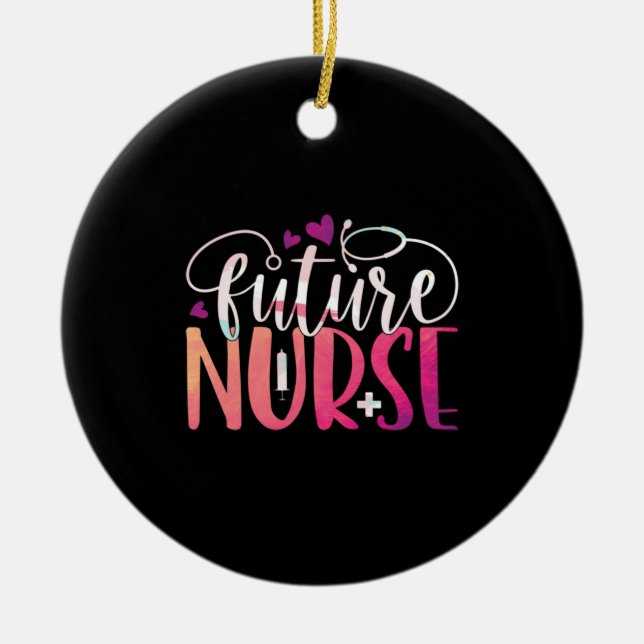 Nurse Gift | Future Nurse Ceramic Tree Decoration (Front)