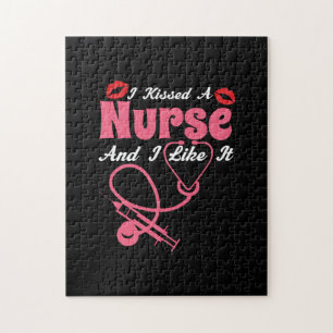 Nurse Gift   I Kissed A Nurse And I Like It Jigsaw Puzzle