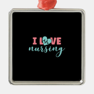 Nurse Gift I Love Nursing Metal Tree Decoration