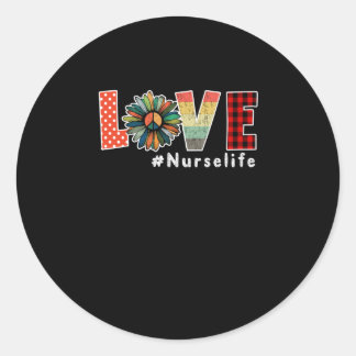 Nurse Gift | Love Flower Nurse Life Nurse Lover Classic Round Sticker