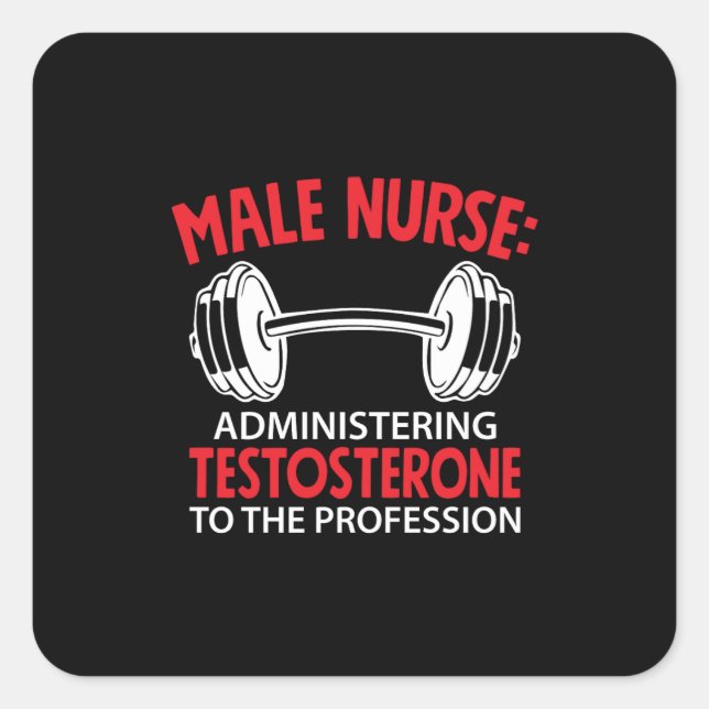 Nurse Gift | Male Nurse Administrering Square Sticker (Front)