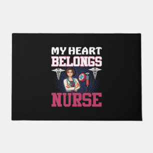 Nurse Gift   My Heart Belongs Nurse Doormat