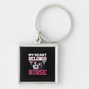 Nurse Gift   My Heart Belongs Nurse Key Ring