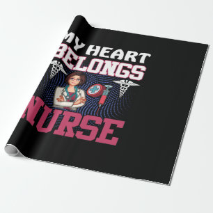 Nurse Gift My Heart Belongs Nurse Wrapping Paper