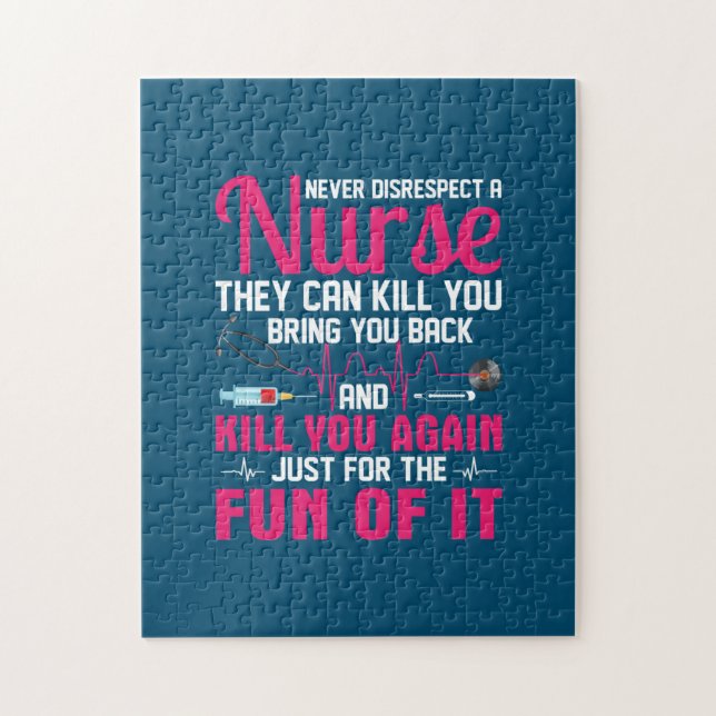 Nurse Gift | Never Disrespect A Nurse Jigsaw Puzzle (Vertical)