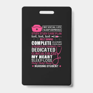 Nurse Gift No Social Life Sleep Deprived ID Badge