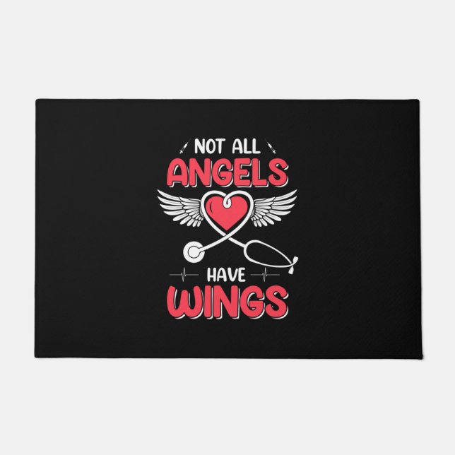 Nurse Gift Not All Angels Have Wings Doormat (Front)