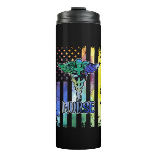 Nurse Gift   Nurse American Flag Thermal Tumbler