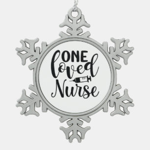 Nurse Gift One Loved Nurse Snowflake Pewter Christmas Ornament