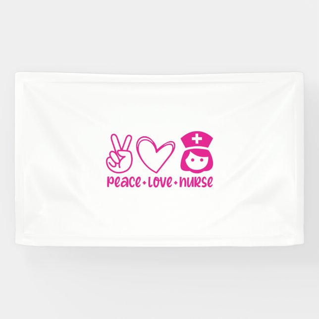 Nurse Gift Peace Love Nurse Banner (Horizontal)