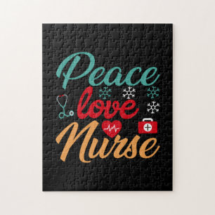 Nurse Gift   Peace Love Nurse Jigsaw Puzzle