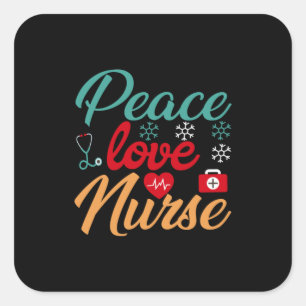 Nurse Gift Peace Love Nurse Square Sticker
