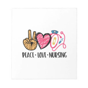 Nurse Gift Peace Love Nursing Notepad