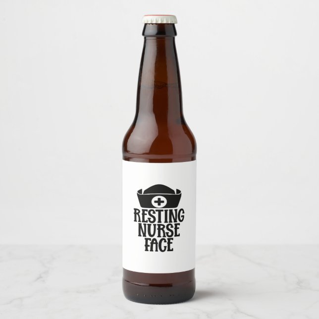 Nurse Gift Resting Nurse Face Beer Bottle Label (Front)
