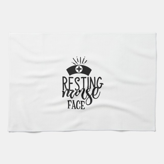 Nurse Gift Resting Nurse Face Tea Towel (Horizontal)