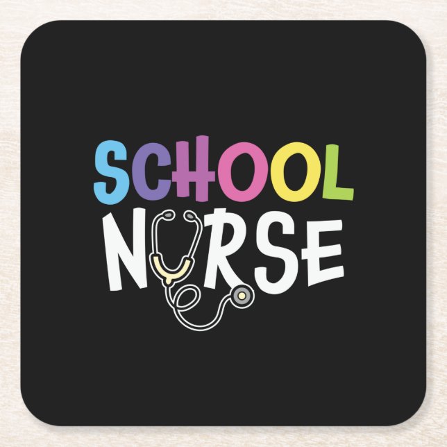 Nurse Gift School Nurse Square Paper Coaster (Front)