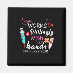 Nurse Gift   She Works Willingly Apparatus Nurse Magnet