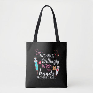 Nurse Gift She Works Willingly Apparatus Nurse Tote Bag