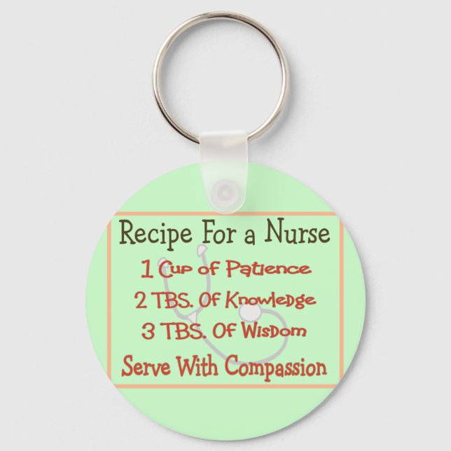 Nurse Gifts "Recipe For a Nurse" Key Ring (Front)