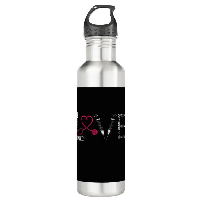 Nurse Gifts RN LPN CNA Doctor LOVE Nursing Medical 710 Ml Water Bottle (Front)