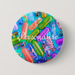 Nurse glitter look medication medical pills cute 6 cm round badge