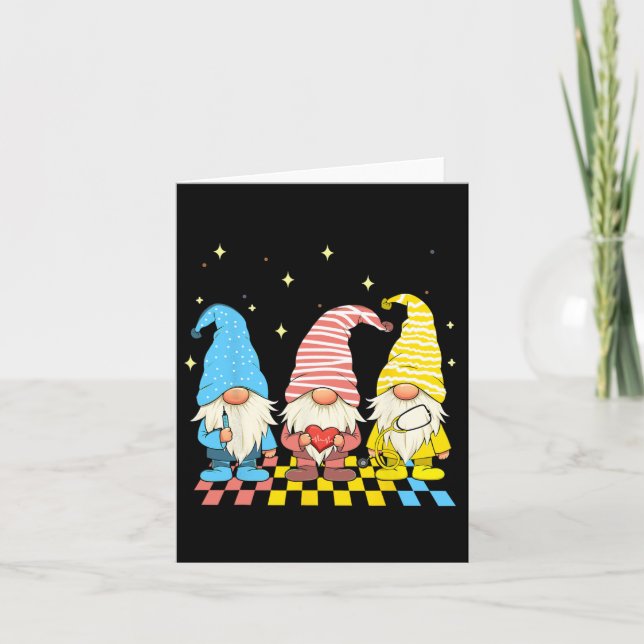 Nurse Gnomes Stethoscope Eggs Funny Easter Rn Icu  Card (Front)